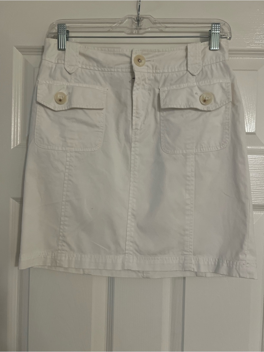 Banana Republic White Cotton Pocket Mini Skirt